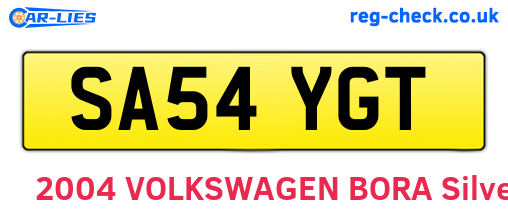 SA54YGT are the vehicle registration plates.