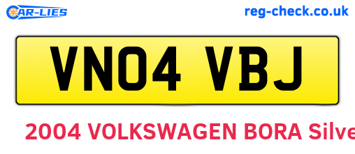 VN04VBJ are the vehicle registration plates.