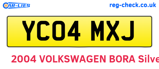 YC04MXJ are the vehicle registration plates.