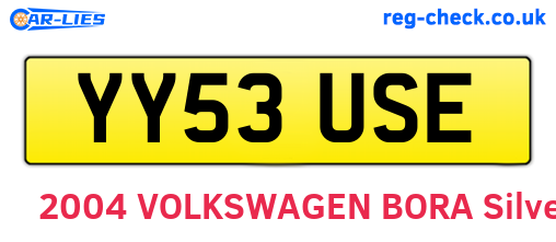 YY53USE are the vehicle registration plates.