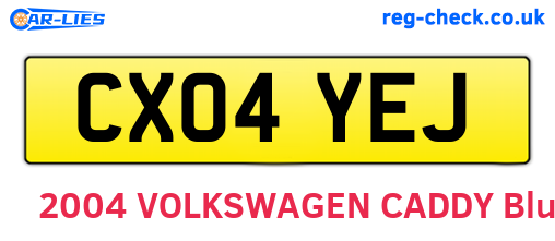 CX04YEJ are the vehicle registration plates.