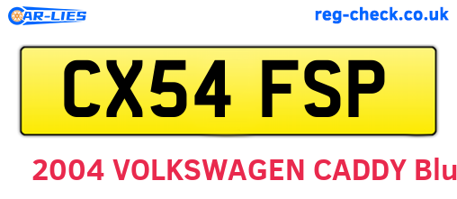 CX54FSP are the vehicle registration plates.