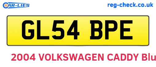 GL54BPE are the vehicle registration plates.