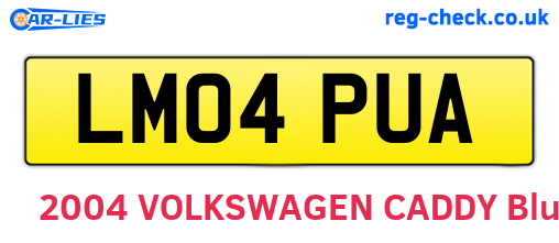 LM04PUA are the vehicle registration plates.