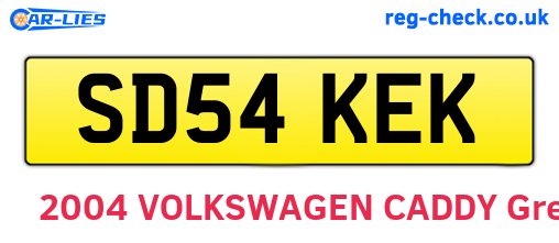 SD54KEK are the vehicle registration plates.