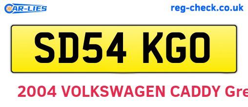 SD54KGO are the vehicle registration plates.
