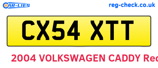 CX54XTT are the vehicle registration plates.