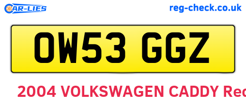 OW53GGZ are the vehicle registration plates.