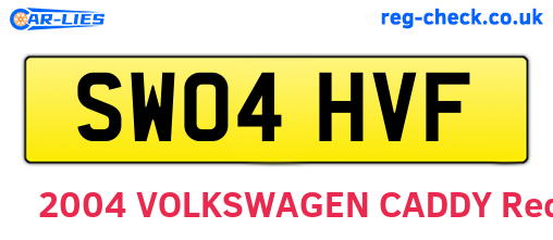 SW04HVF are the vehicle registration plates.