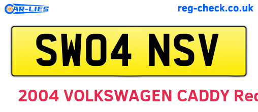 SW04NSV are the vehicle registration plates.