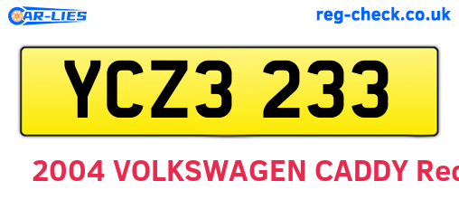 YCZ3233 are the vehicle registration plates.