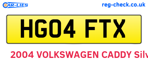 HG04FTX are the vehicle registration plates.