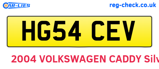 HG54CEV are the vehicle registration plates.