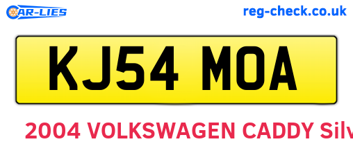 KJ54MOA are the vehicle registration plates.
