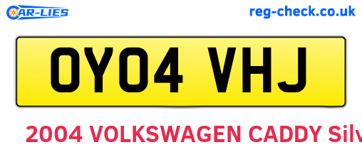 OY04VHJ are the vehicle registration plates.