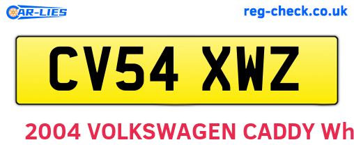 CV54XWZ are the vehicle registration plates.