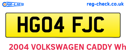HG04FJC are the vehicle registration plates.