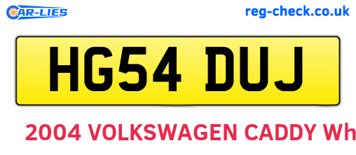 HG54DUJ are the vehicle registration plates.