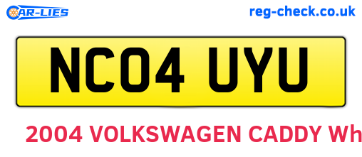 NC04UYU are the vehicle registration plates.