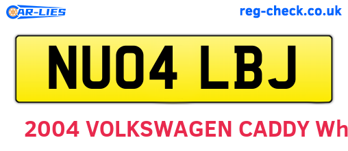 NU04LBJ are the vehicle registration plates.