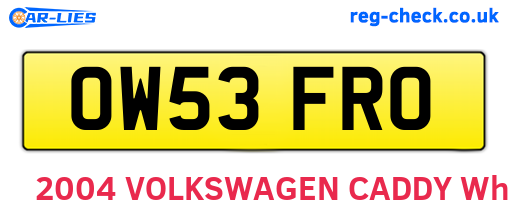 OW53FRO are the vehicle registration plates.