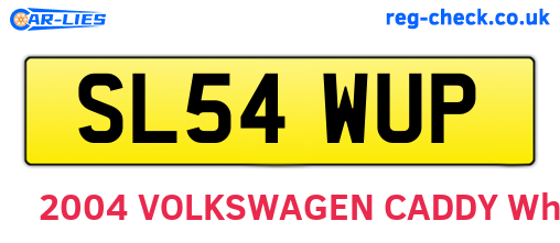 SL54WUP are the vehicle registration plates.