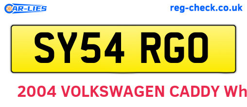 SY54RGO are the vehicle registration plates.
