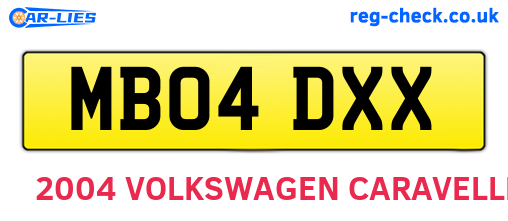 MB04DXX are the vehicle registration plates.