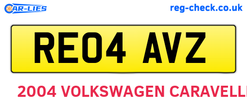 RE04AVZ are the vehicle registration plates.
