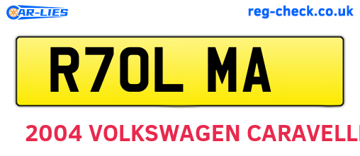 R70LMA are the vehicle registration plates.