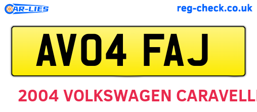 AV04FAJ are the vehicle registration plates.