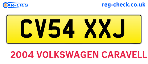 CV54XXJ are the vehicle registration plates.