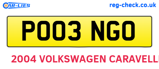PO03NGO are the vehicle registration plates.