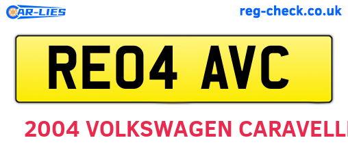 RE04AVC are the vehicle registration plates.