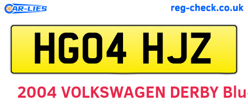 HG04HJZ are the vehicle registration plates.