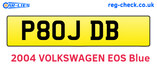 P80JDB are the vehicle registration plates.