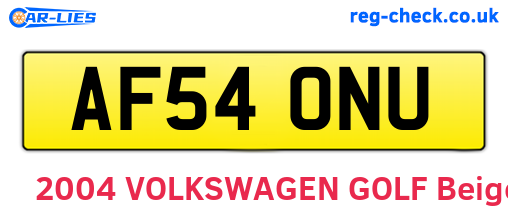 AF54ONU are the vehicle registration plates.