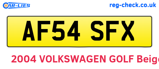 AF54SFX are the vehicle registration plates.