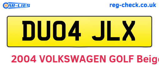 DU04JLX are the vehicle registration plates.