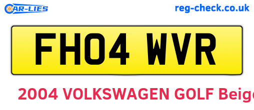 FH04WVR are the vehicle registration plates.