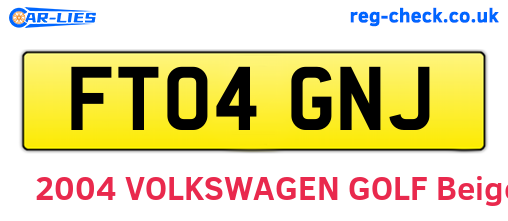 FT04GNJ are the vehicle registration plates.