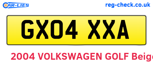 GX04XXA are the vehicle registration plates.