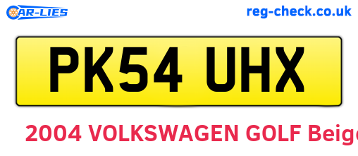 PK54UHX are the vehicle registration plates.