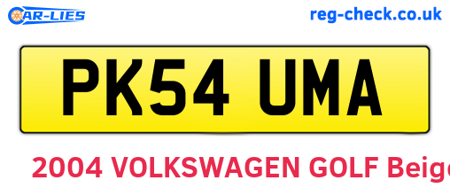 PK54UMA are the vehicle registration plates.