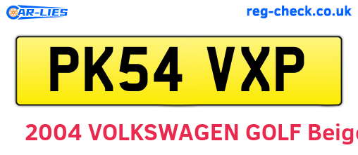 PK54VXP are the vehicle registration plates.