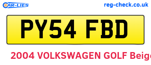 PY54FBD are the vehicle registration plates.