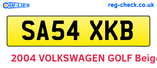SA54XKB are the vehicle registration plates.