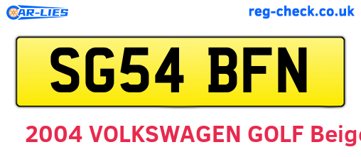 SG54BFN are the vehicle registration plates.