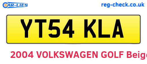 YT54KLA are the vehicle registration plates.