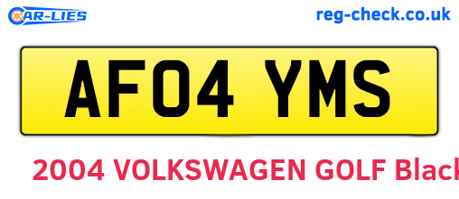 AF04YMS are the vehicle registration plates.